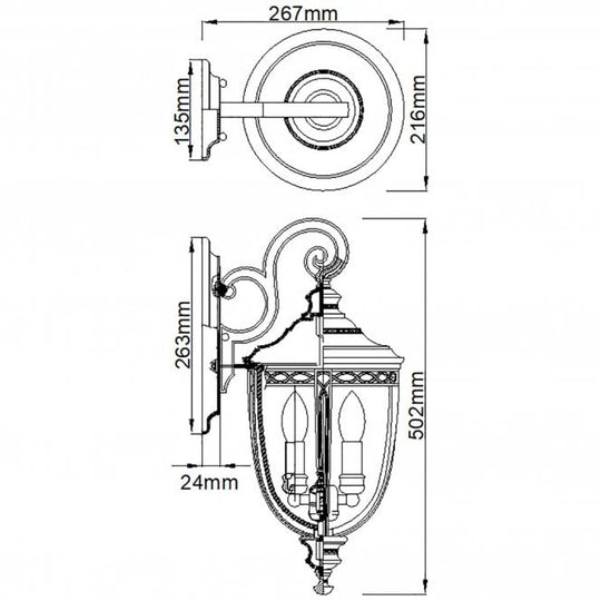English Bridle Medium Wall Lantern with a British Bronze finish