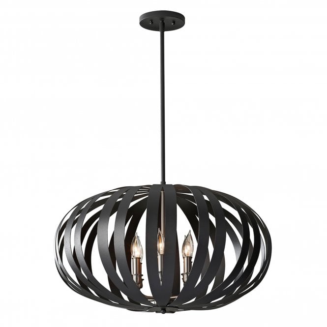 Woodstock 6Lt Large Chandelier Textured Black