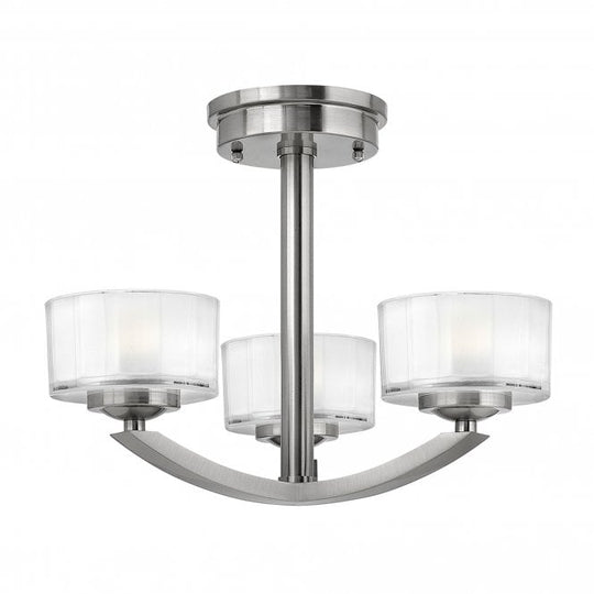 Merdian 3Lt Semi-Flush Brushed Nickel