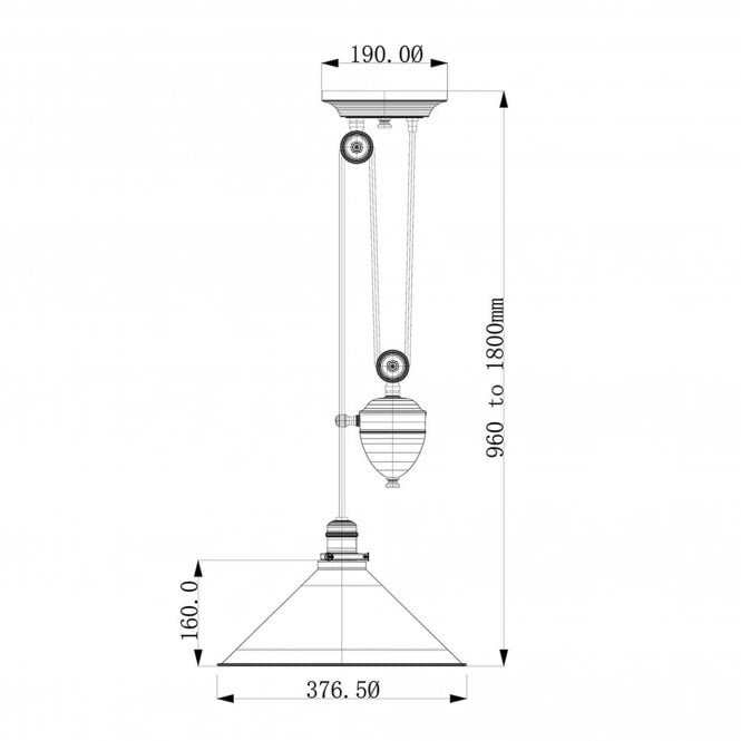 Provence rise and fall Pendent with a Polished Nickel finish