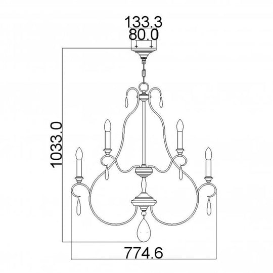 Dewitt 9 Light Chandelier In Sunrise Silver Finish