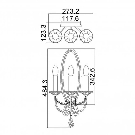 Valentina 3 Light Wall Light In Oxidized Bronze Finish