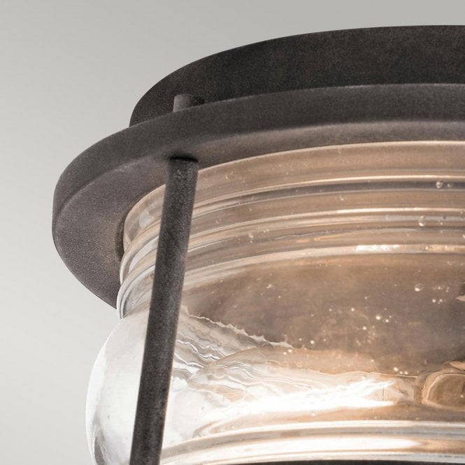 Ashland Bay 2 Light Outdoor Ceiling Flush In Weathered Zinc Finish