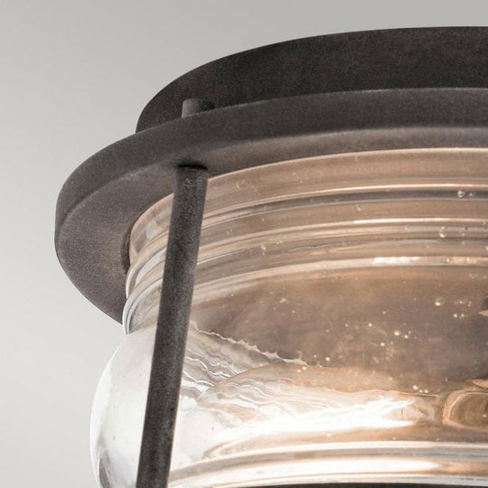 Ashland Bay 2 Light Outdoor Ceiling Flush In Weathered Zinc Finish