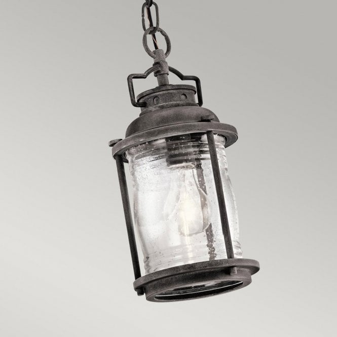 Ashland Bay 1 Light Small Chain Lantern In Weathered Zinc Finish