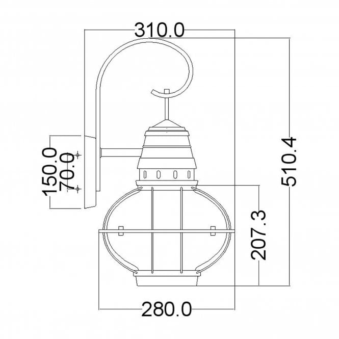 Bridge Point 1 Light Large Wall Lantern In Weathered Zinc Finish