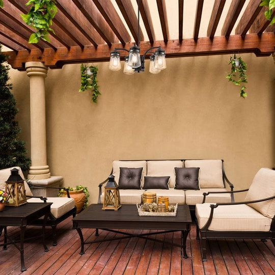 Lyndon 5 Light Outdoor Chandelier In Architectural Bronze Finish