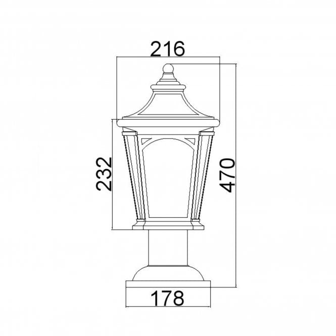 Bedford 1 Light Medium Pedestal Lantern In Mystic Black Finish