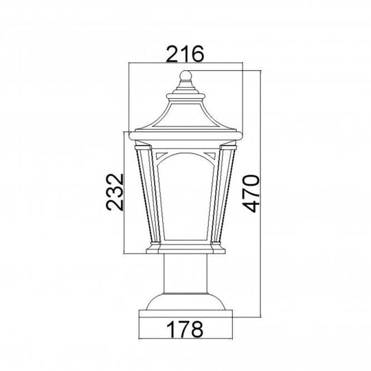 Bedford 1 Light Medium Pedestal Lantern In Mystic Black Finish