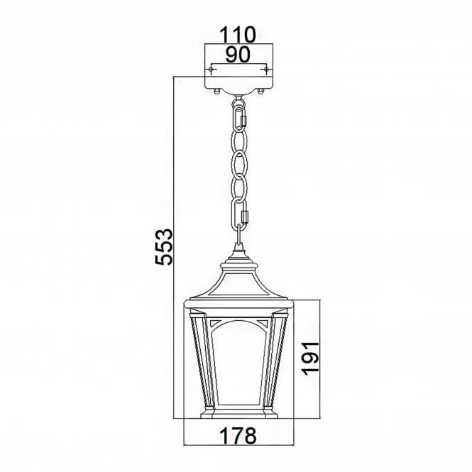 Bedford 1 Light Small Chain Lantern In Mystic Black Finish