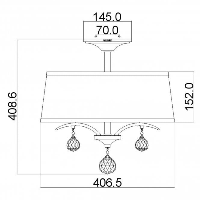Whitney 3 Light Semi Flush/Pendant  In Imperial Silver Finish