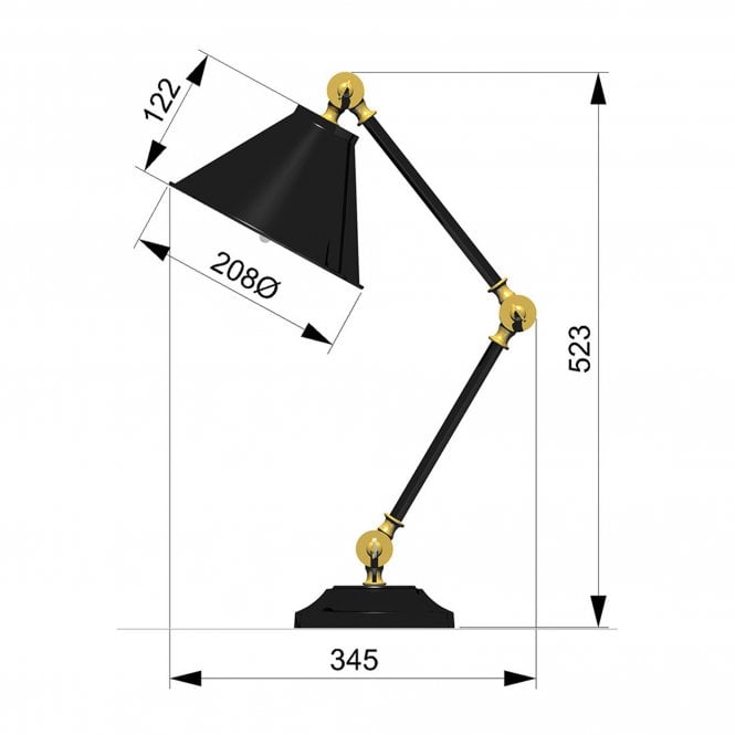 Provence Element 1 Light Mini Table Lamp - Black/Polished Brass