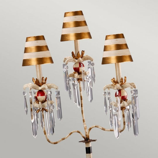 Birdland 3 Arm Table Lamp Black And White, Crystals