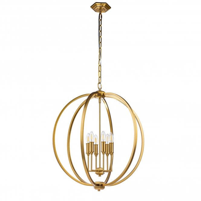 Corinne 6 Light Pendant Burnished Brass