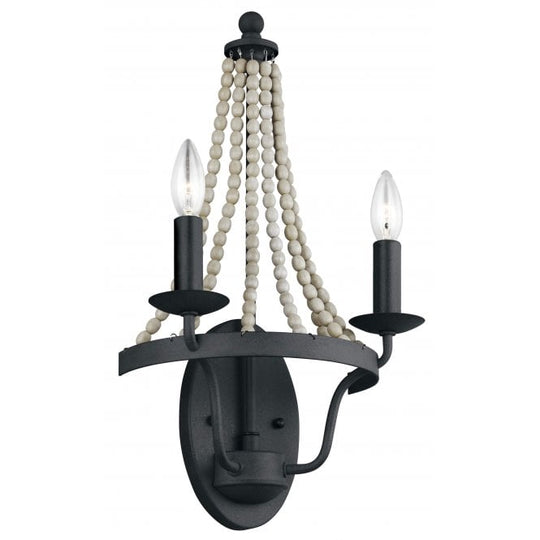 Nori 2 Light Wall Light Dark Weathered Zinc with Driftwood Grey