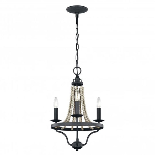 Nori 3 Light Chandelier Dark Weathered Zinc with Driftwood Grey