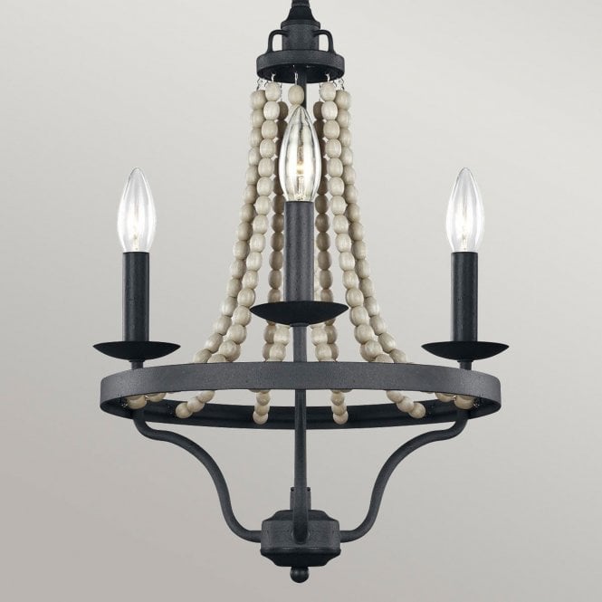 Nori 3 Light Chandelier Dark Weathered Zinc with Driftwood Grey