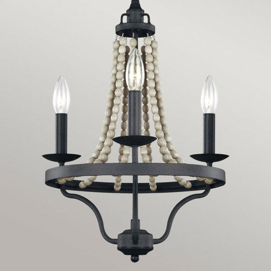 Nori 3 Light Chandelier Dark Weathered Zinc with Driftwood Grey