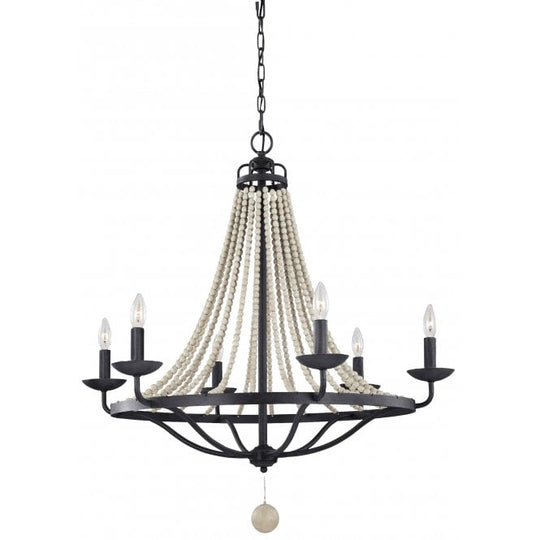 Nori 6 Light Chandelier Dark Weathered Zinc with Driftwood Grey