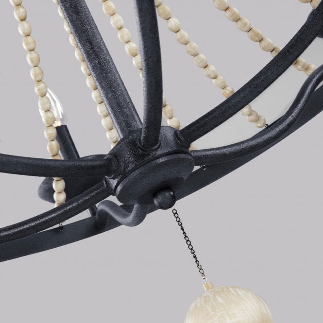 Nori 6 Light Chandelier Dark Weathered Zinc with Driftwood Grey