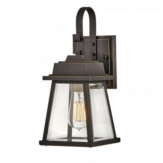 Bainbridge 1 Light Wall Lantern - Small Oil Rubbed Bronze with Heritage Brass Accents