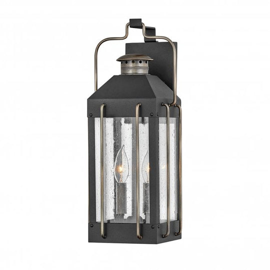 Fitzgerald 2 Light Medium Wall Lantern Textured Black with Burnished Bronze