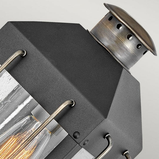 Fitzgerald 1 Light Small Wall Lantern Textured Black with Burnished Bronze
