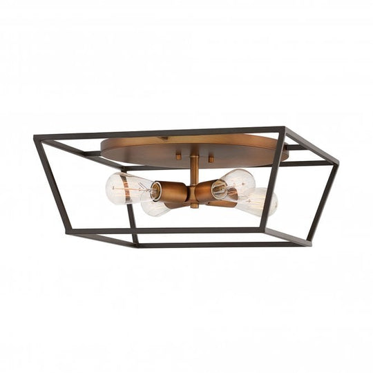 Fulton 4 Light Flush Mount Bronze with Heirloom Brass Accents