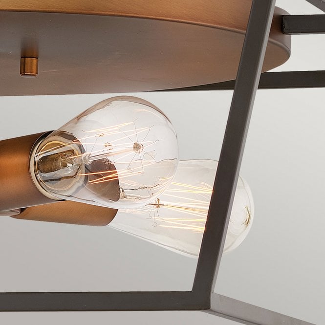 Fulton 4 Light Flush Mount Bronze with Heirloom Brass Accents