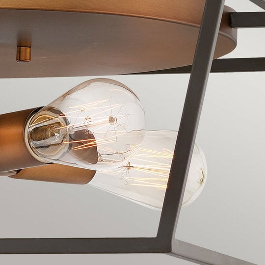 Fulton 4 Light Flush Mount Bronze with Heirloom Brass Accents