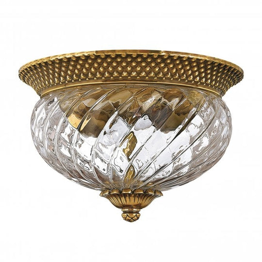 Plantation 2 Light Flush Mount Burnished Brass