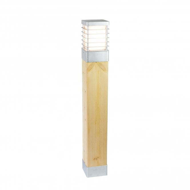 Halmstad Large Bollard Natural Wood & Galvanized