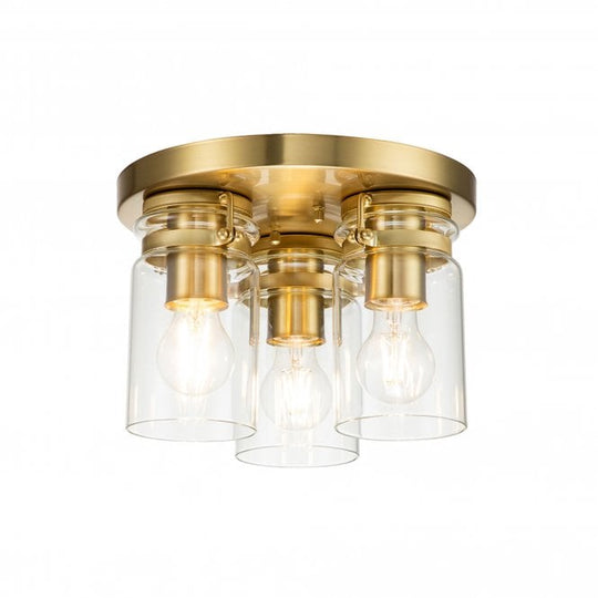 Brinley 3 Light Flush Mount Brushed Brass