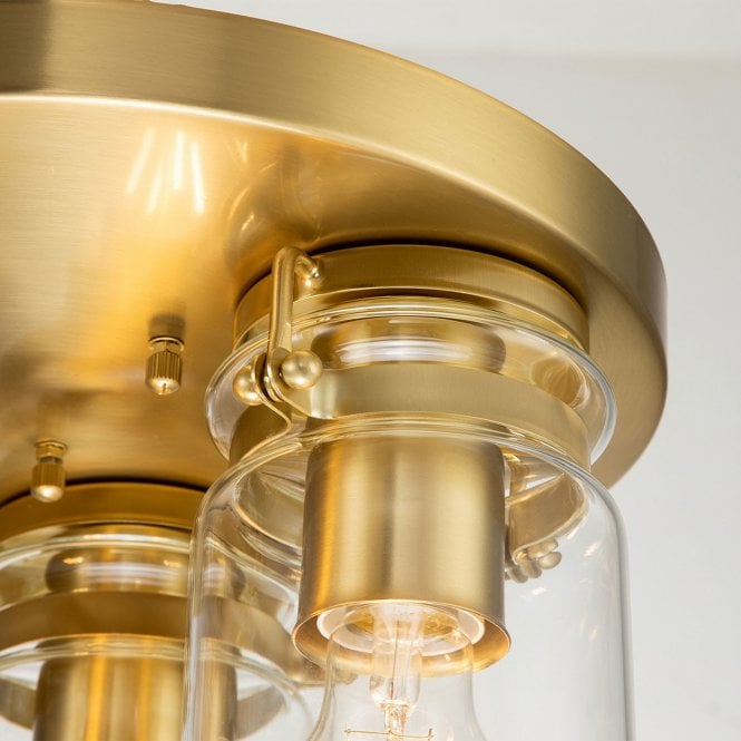 Brinley 3 Light Flush Mount Brushed Brass