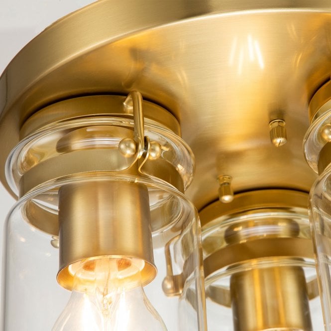 Brinley 3 Light Flush Mount Brushed Brass