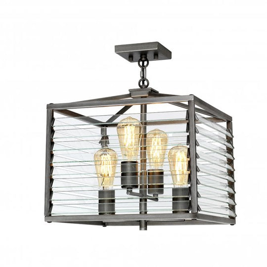Louvre 4 Light Pendant Painted Gunmetal