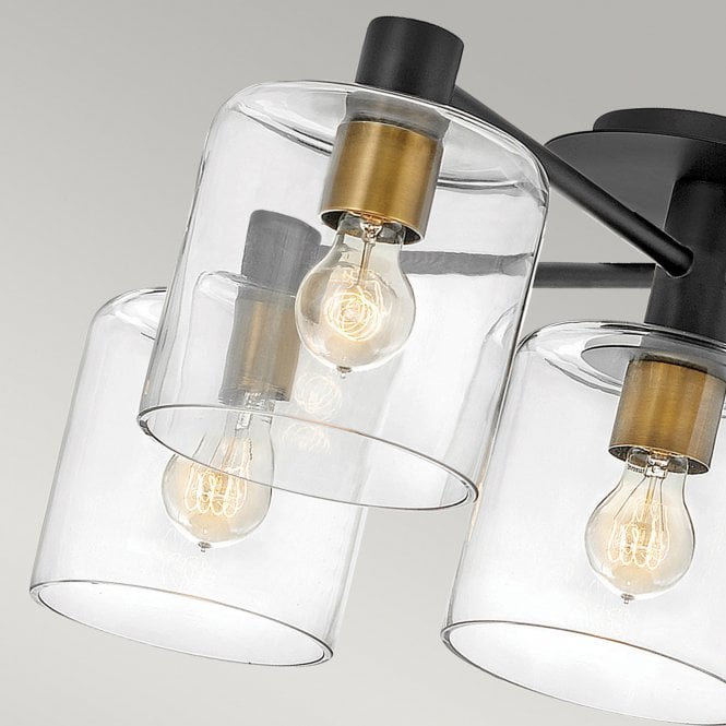 Axel 5 Light Semi-flush Mount Black with Heritage Brass