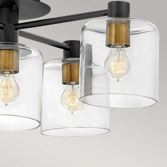 Axel 5 Light Semi-flush Mount Black with Heritage Brass