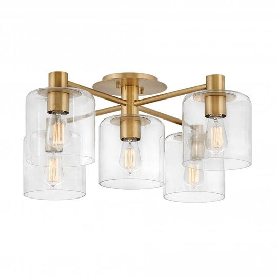 Axel 5 Light Semi-flush Mount Heritage Brass