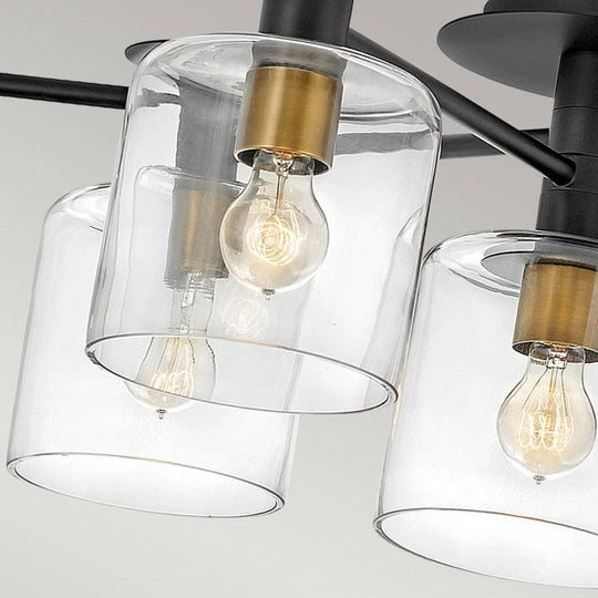 Axel 7 Light Semi-flush Mount Black with Heritage Brass