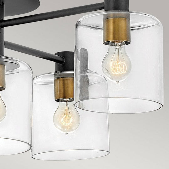Axel 7 Light Semi-flush Mount Black with Heritage Brass