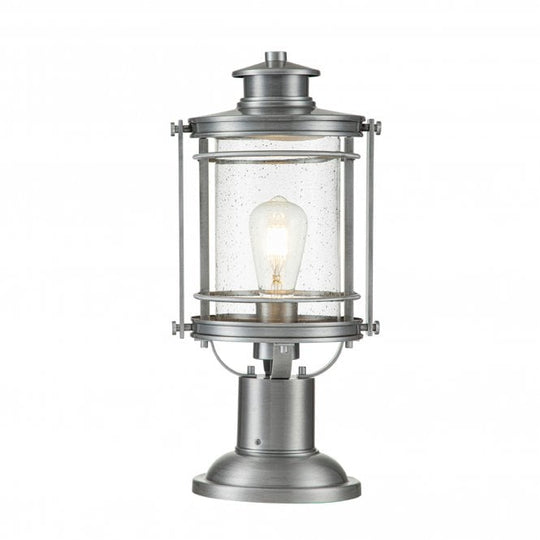 Booker 1 Light Medium Pedestal Lantern  Industrial Aluminium