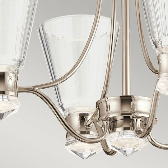 Kayva LED 9 Light 4 Arm Chandelier  Polished Chrome / Nickel