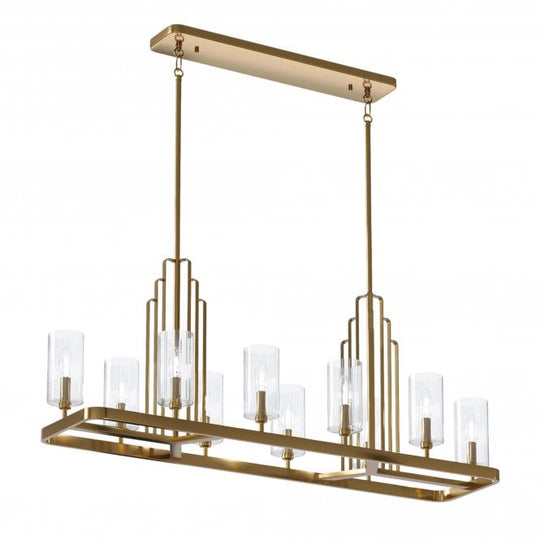 Kimrose 10 Light Linear Chandelier  Brushed Natural Brass