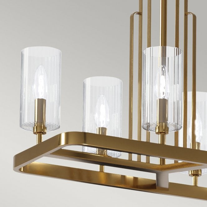 Kimrose 10 Light Linear Chandelier  Brushed Natural Brass