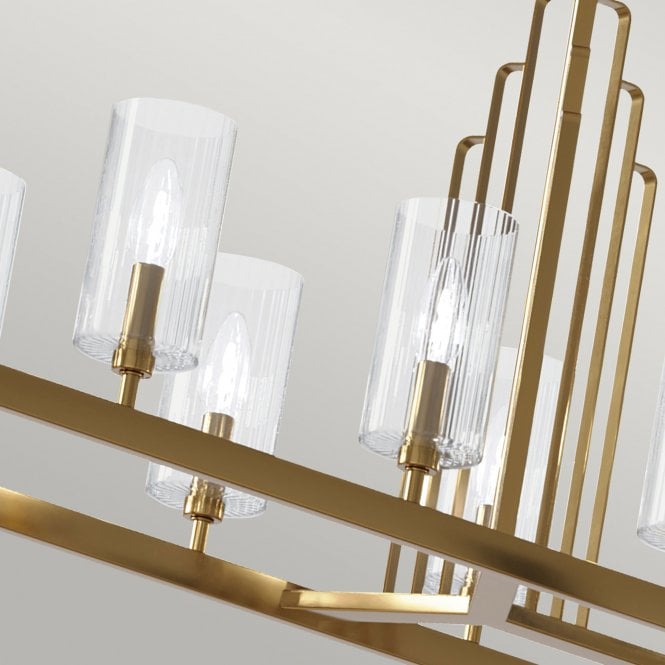 Kimrose 10 Light Linear Chandelier  Brushed Natural Brass