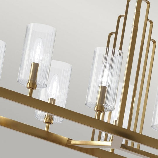 Kimrose 10 Light Linear Chandelier  Brushed Natural Brass