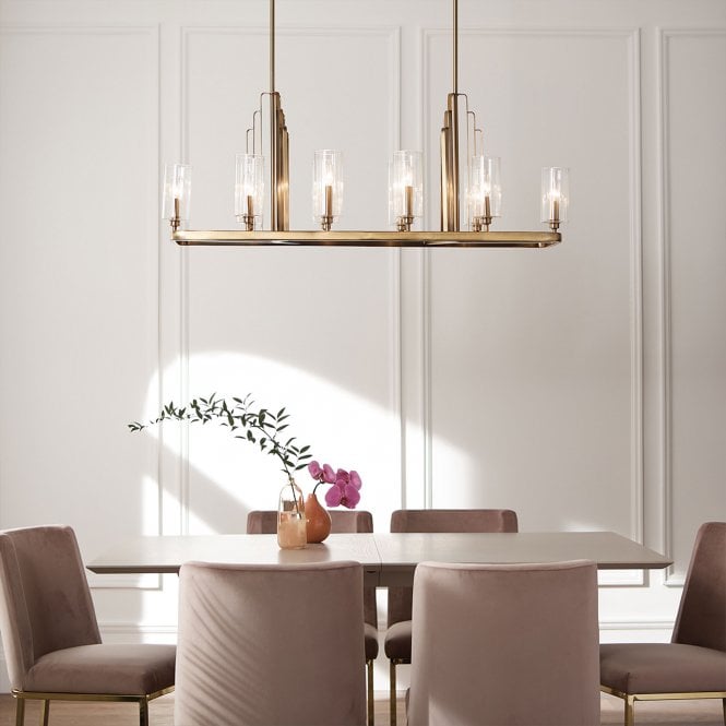 Kimrose 10 Light Linear Chandelier  Brushed Natural Brass