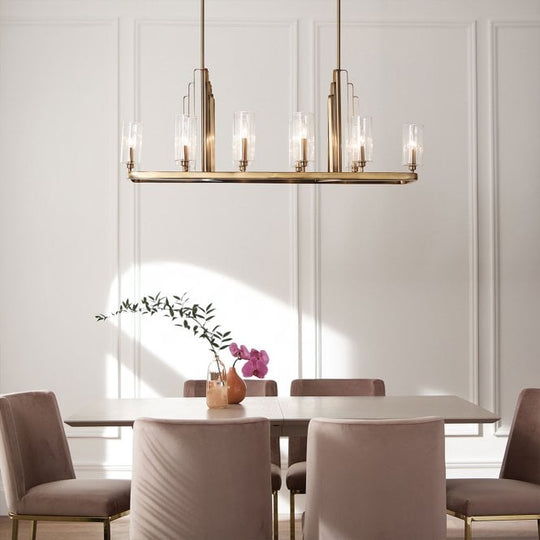 Kimrose 10 Light Linear Chandelier  Brushed Natural Brass