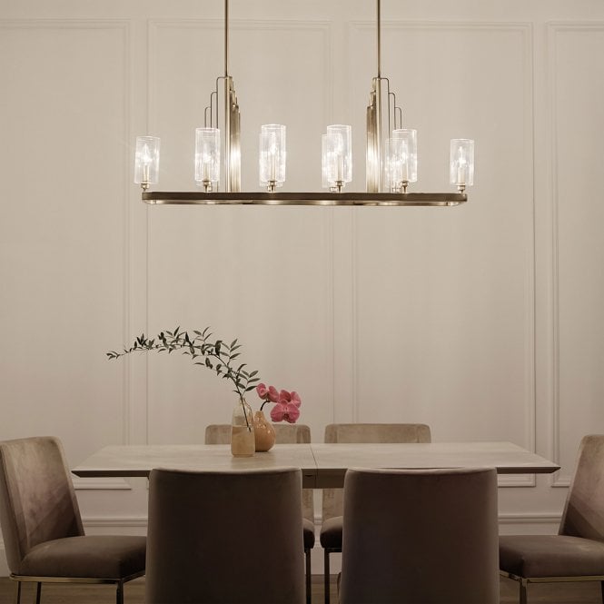 Kimrose 10 Light Linear Chandelier  Brushed Natural Brass